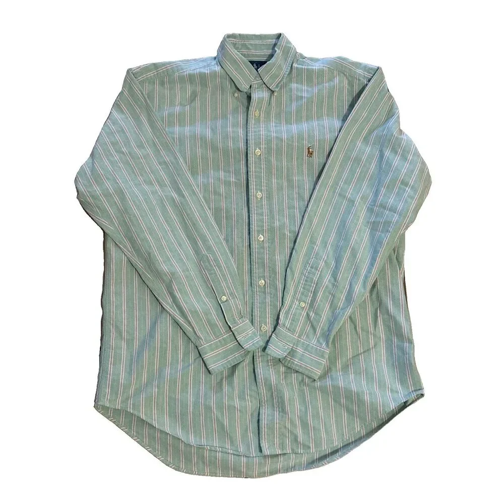Vtg 90s Polo Ralph Lauren Shirt Mens M Classic Fit HK Multi Pony Medium